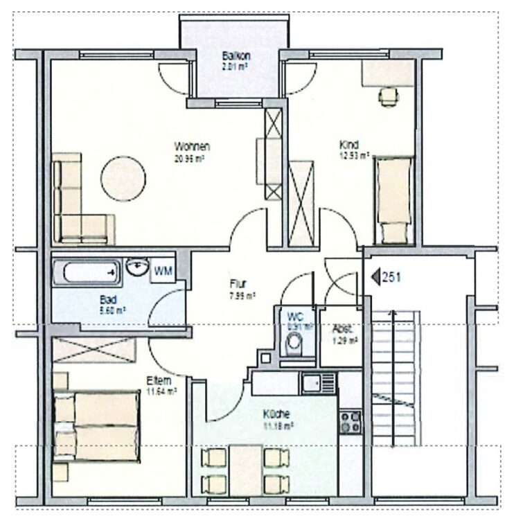3-Zimmer-Wohnung mit ca. 77,50 qm