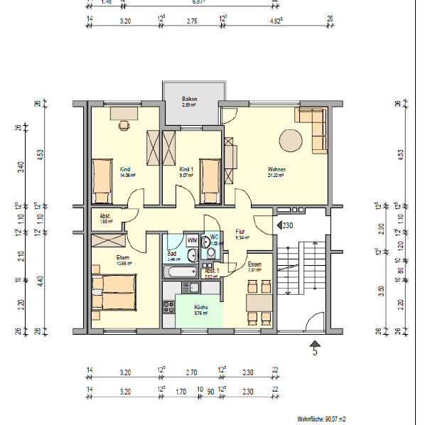 4-Zimmer-Wohnung mit ca. 93,80 m² - Schrotzburgstraße 5